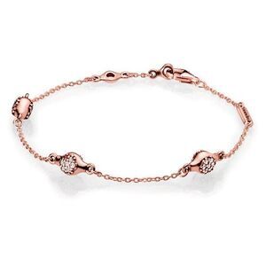 Pandora Modern Lovepods Bracelet In Pandora Rose With 42 Pave set Clear Cubic